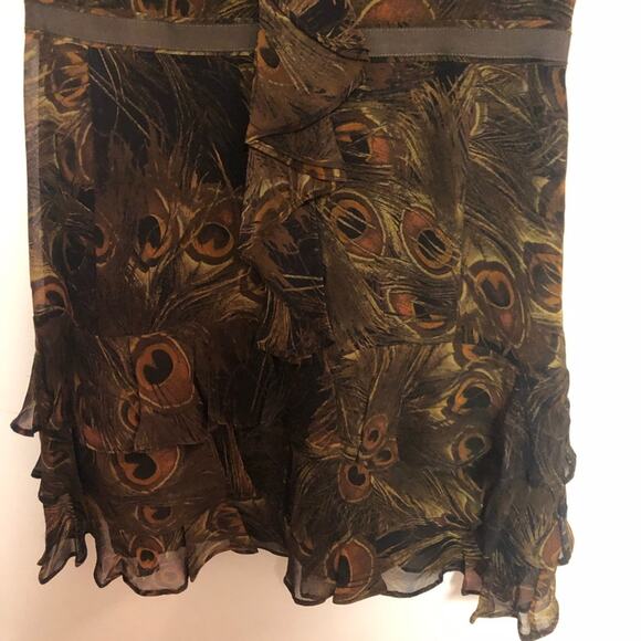 Rachel Zoe Peacock Print Ruffled Silk Dress - Picture 5 of 7